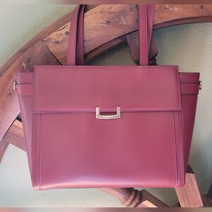 Innue Genuine Leather Maroon Shoulder Bag with Gold Accents